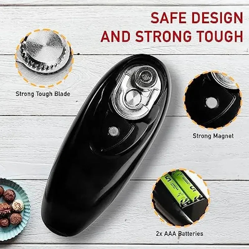 One Touch Electric Can & Jar Opener – Automatic, Portable Kitchen Tool