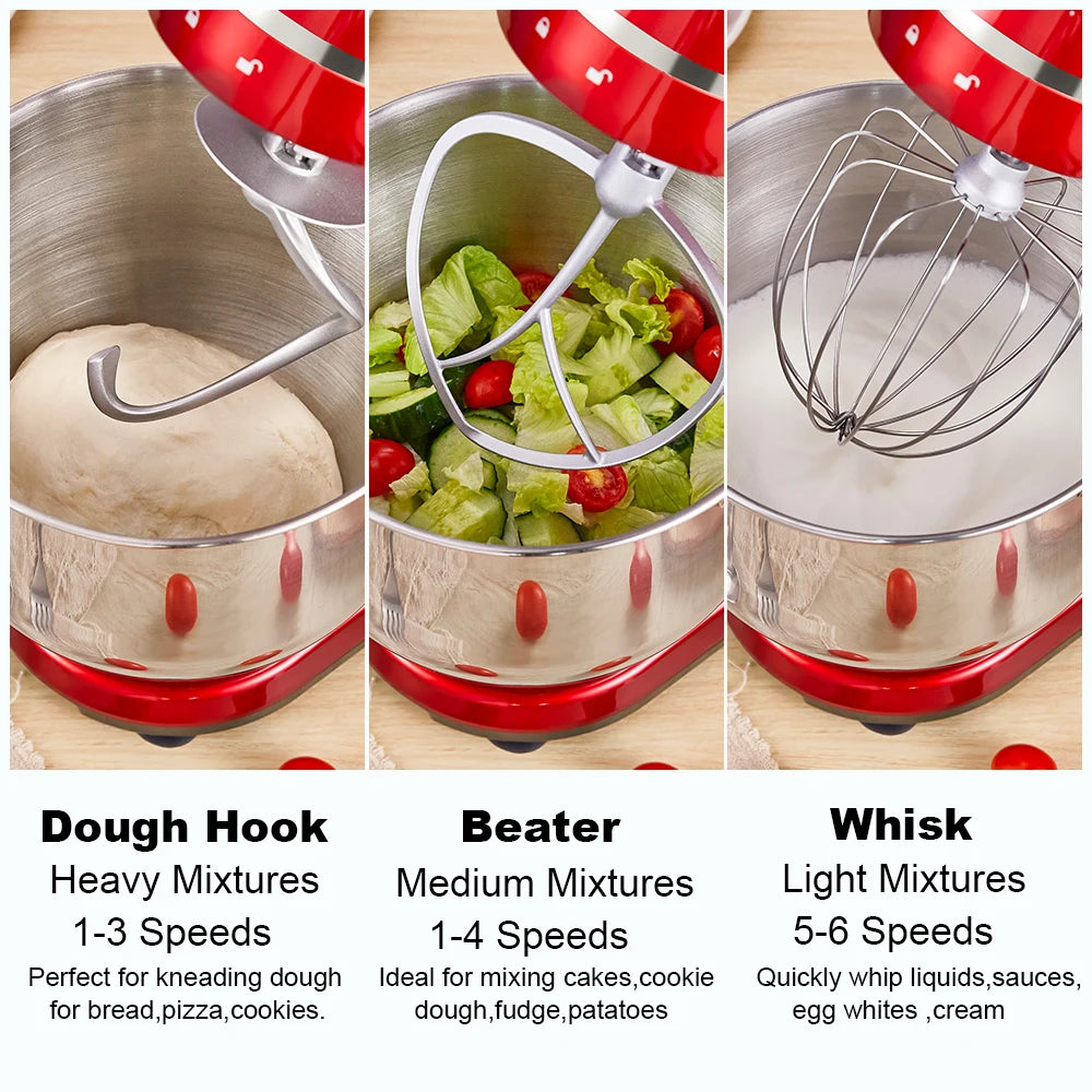 BioloMix 1200W Stand Mixer – 6L Bowl, 6-Speed, Dough & Whisk Attachments