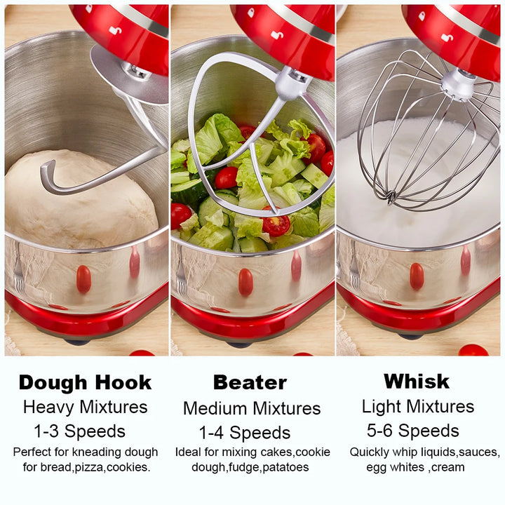 BioloMix 1200W Stand Mixer – 6L Bowl, 6-Speed, Dough & Whisk Attachments
