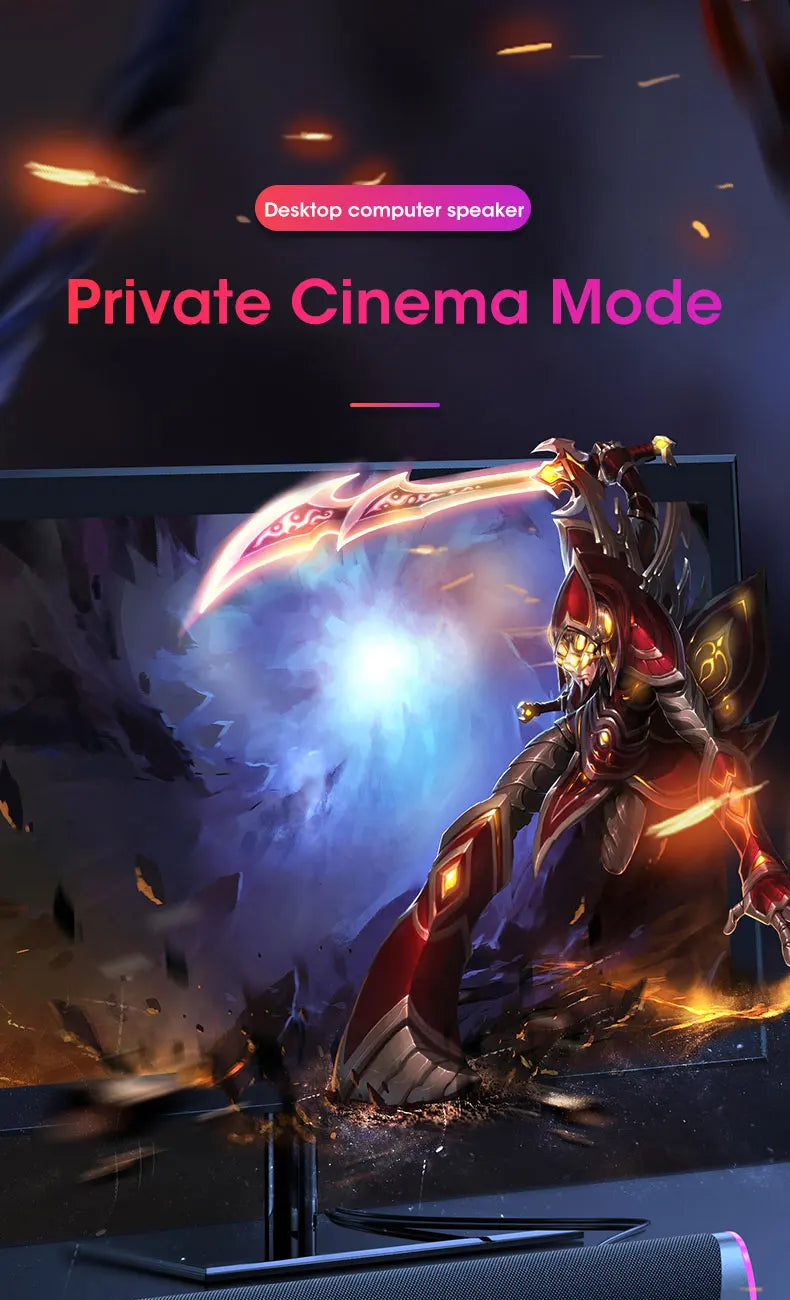 4D Stereo Soundbar with Bluetooth & Subwoofer for PC & MacBook