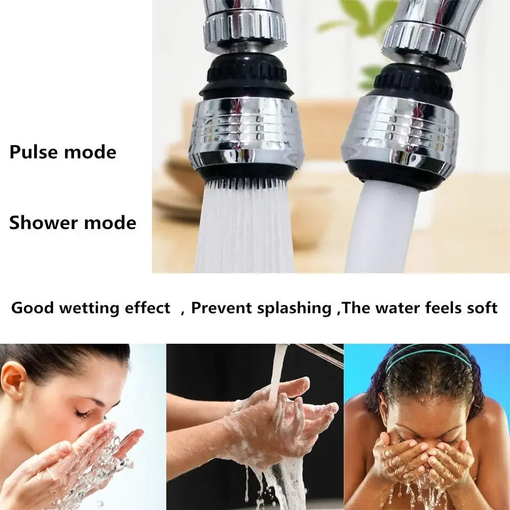 2-Mode 360° Rotatable Faucet Bubbler – High Pressure Water-Saving Extender for Kitchen & Bathroom