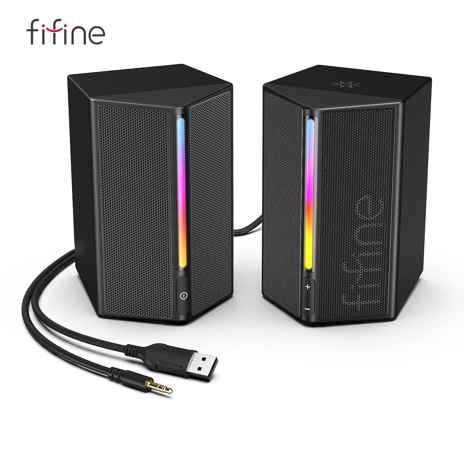 FIFINE Ampligame A20 Gaming Sound Box – USB RGB Stereo Speaker with Volume Control