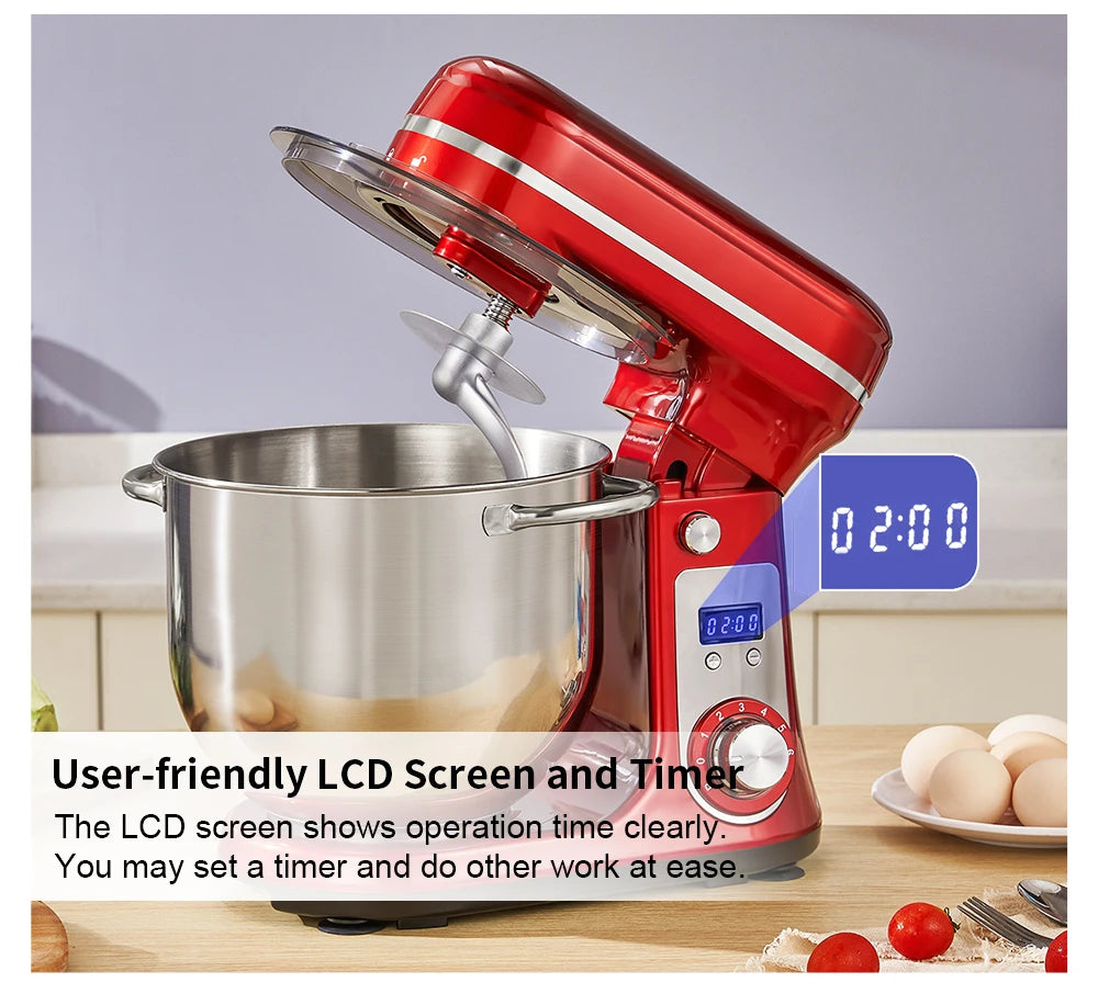 BioloMix 1200W Stand Mixer – 6L Bowl, 6-Speed, Dough & Whisk Attachments