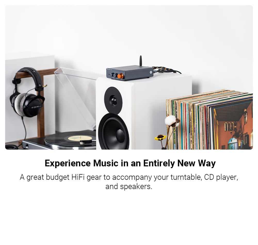 Fosi Audio BT20A Pro Bluetooth Stereo Amplifier – 300W x2 HiFi Class D TPA3255 Mini Amp with Bass & Treble Control for Home Theater