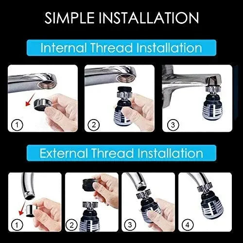 2-Mode 360° Rotatable Faucet Bubbler – High Pressure Water-Saving Extender for Kitchen & Bathroom