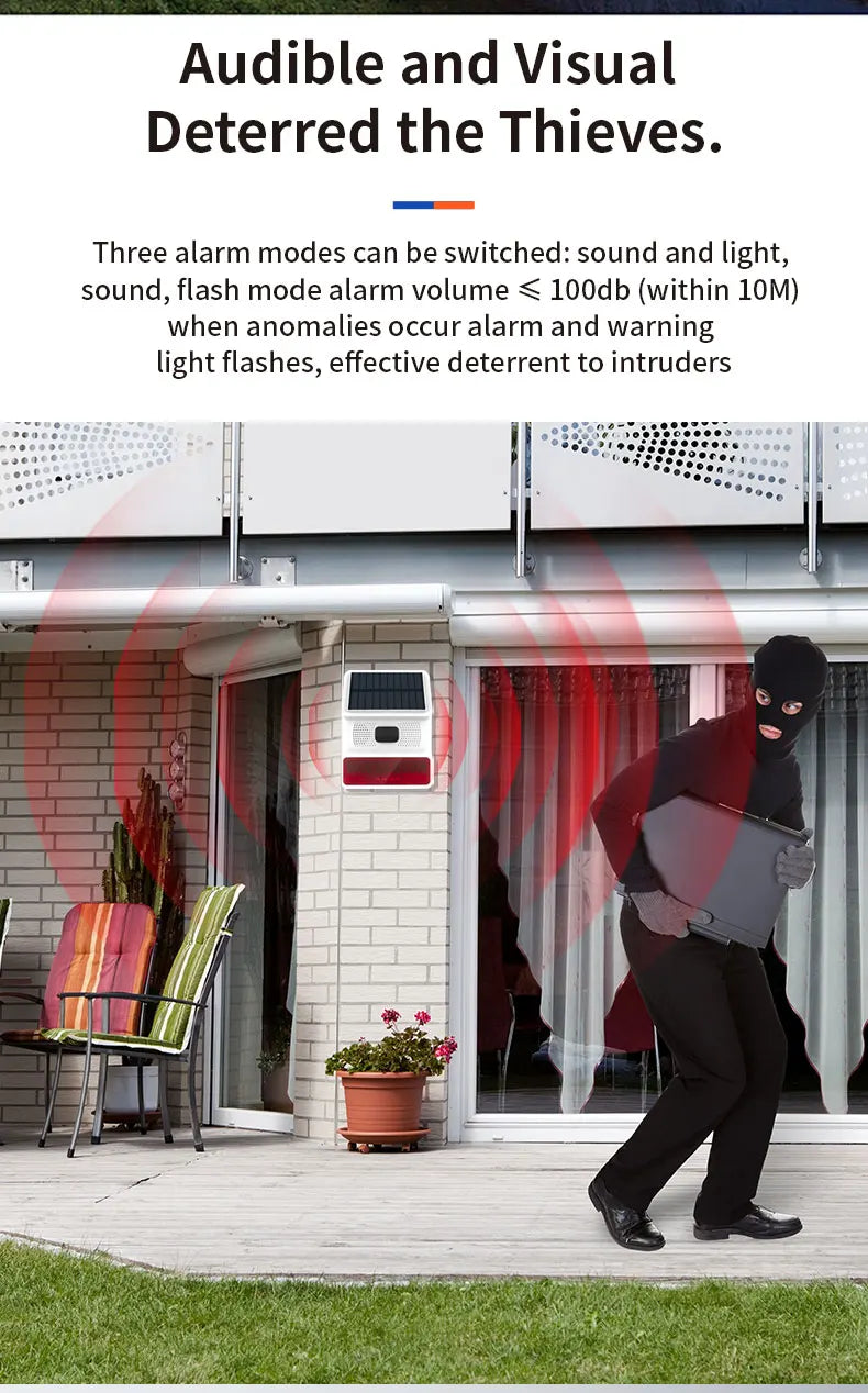 PGST-523 Outdoor Wireless Alarm System – Solar-Powered 433MHz GSM Security with Infrared Sensor & Flashlight