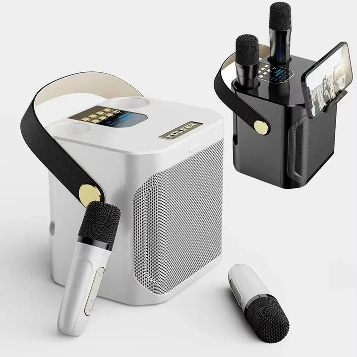 High Power Portable Karaoke Bluetooth Speaker with 2 Mics & 360° Surround
