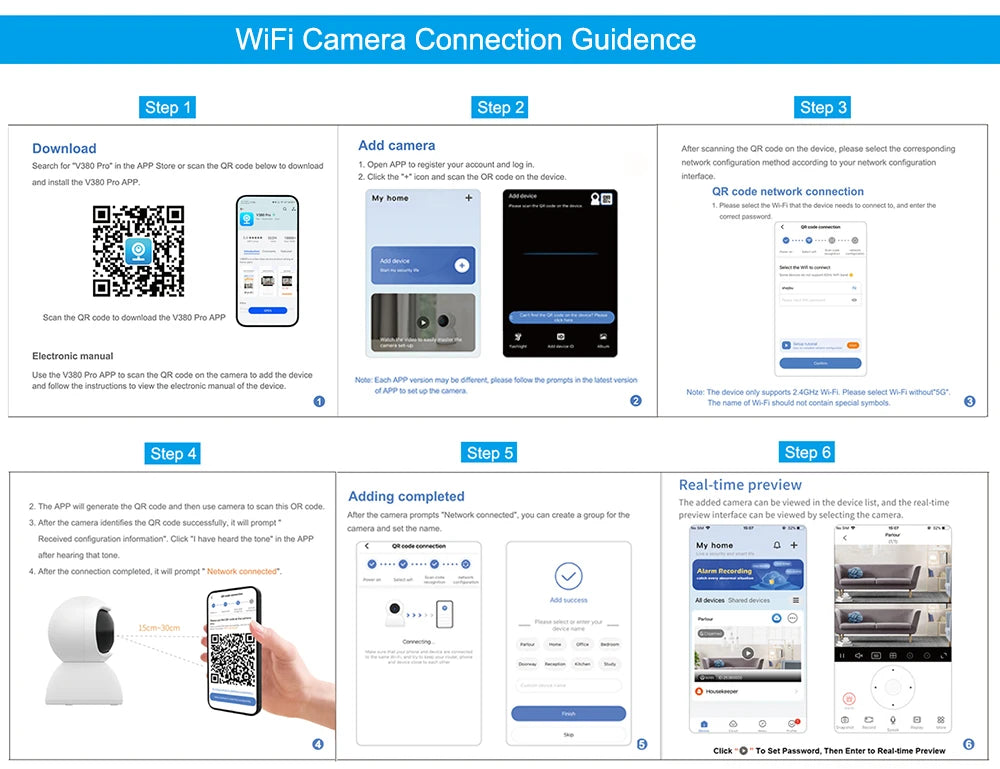 V380 Pro 12MP 6K Outdoor WiFi IP Camera – Triple Lens & Screen, Night Vision