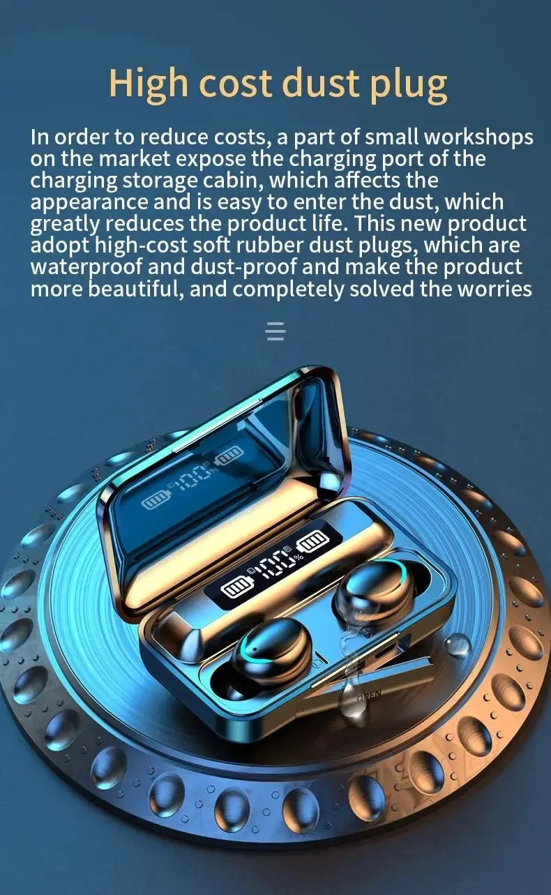 F9 TWS Wireless Bluetooth Earbuds – Waterproof Headphones with Digital Display Case