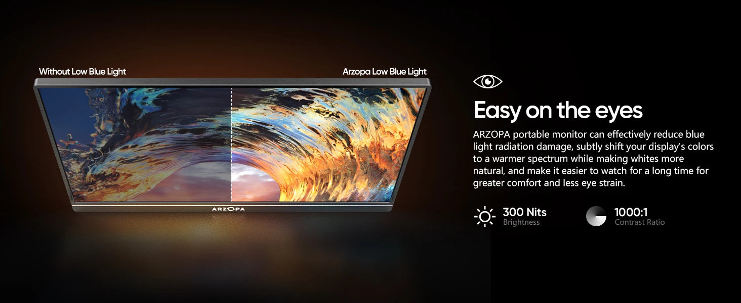 Arzopa 15.6" FHD Portable Monitor – 1080P HDMI/USB Display for Laptop, PC, Console