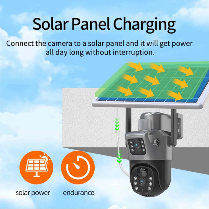 8MP 4K WiFi Solar Camera – Outdoor Wireless CCTV with Dual Lens & PTZ