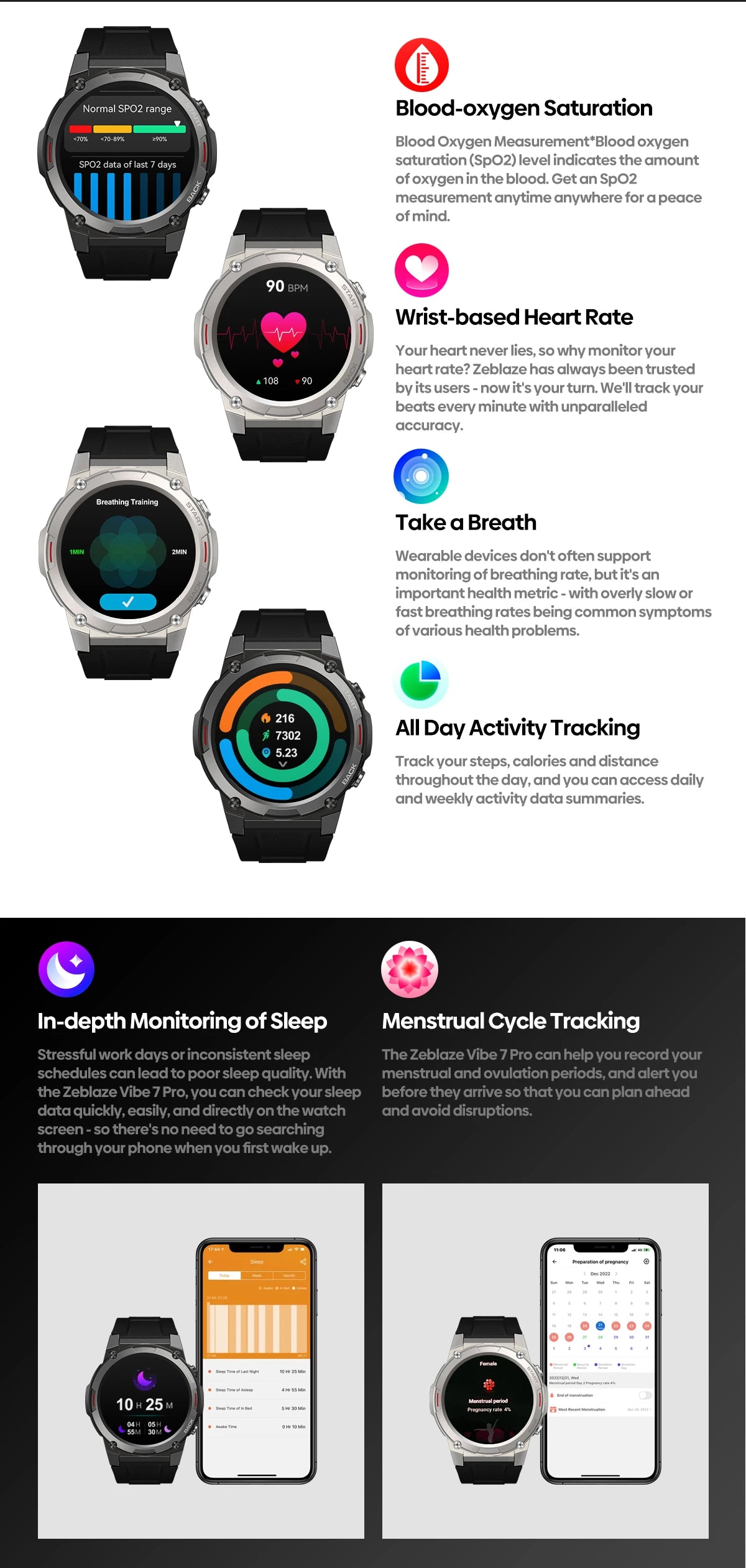 Zeblaze VIBE 7 PRO – 1.43" AMOLED Smartwatch with Call & Health Tracking
