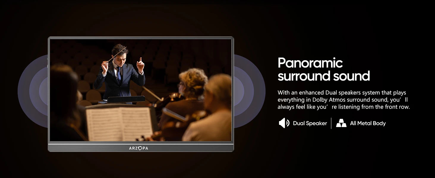 Arzopa 15.6" FHD Portable Monitor – 1080P HDMI/USB Display for Laptop, PC, Console