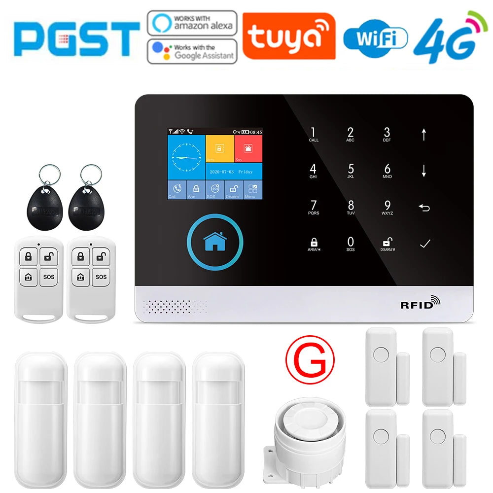 PGST-103 Smart Alarm System – 4G/WiFi Wireless Home Security with Smart Life App Control
