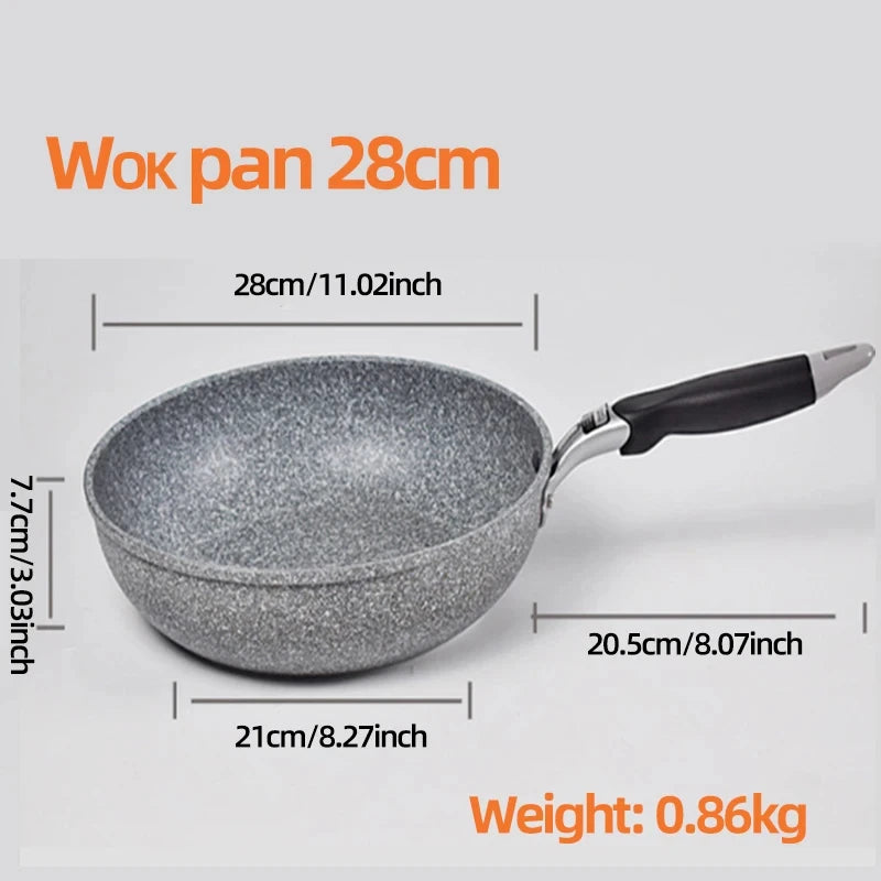 Durable Stone Non-Stick Frying Pan – 20–28cm Skillet for Gas & Induction Cookers