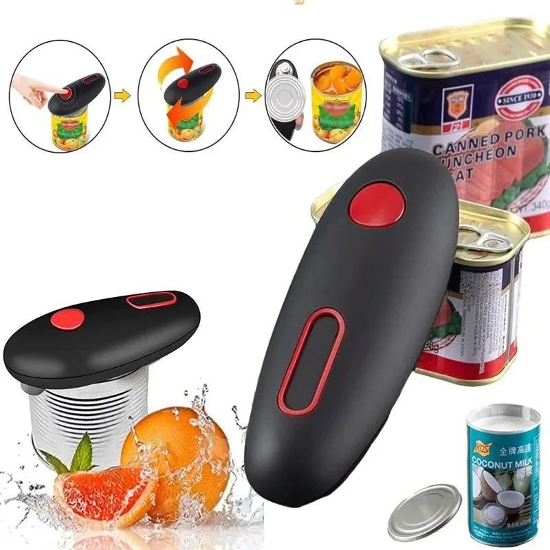 One Touch Electric Can & Jar Opener – Automatic, Portable Kitchen Tool