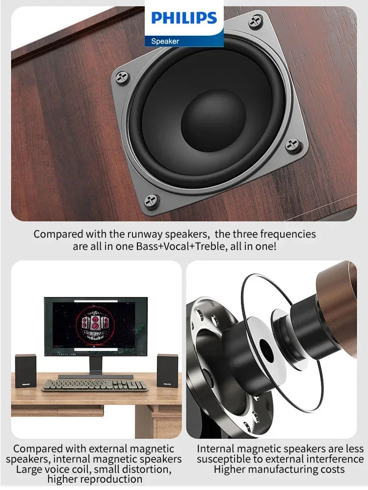 Philips SPA20 Bluetooth Speaker – 360° Stereo Sound for MacBook & PC