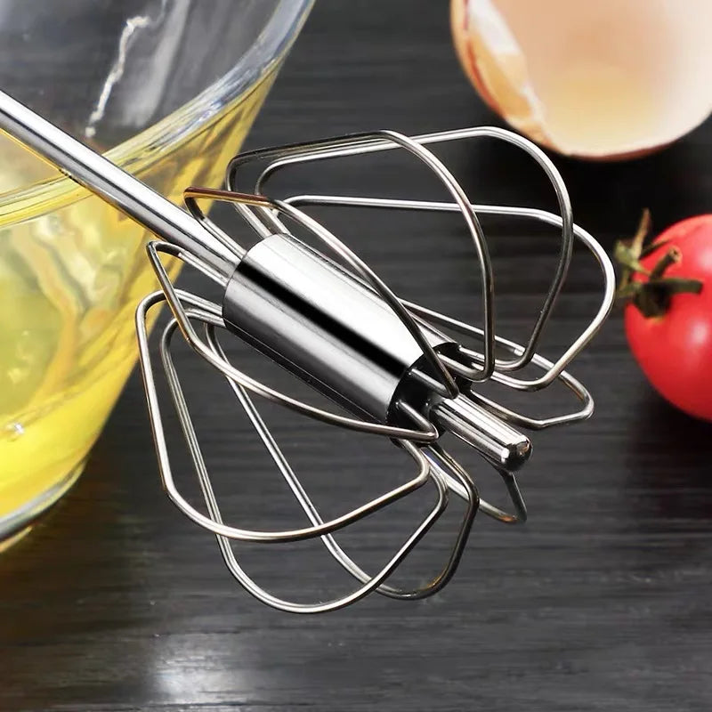 Semi-Automatic Egg Beater – Stainless Steel Hand Mixer Whisk for Cream, Batter & More