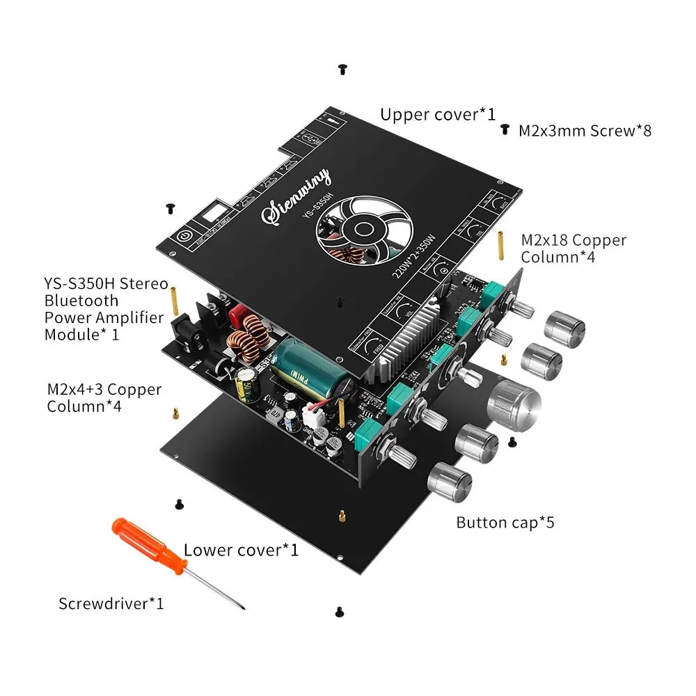 YS-S350H 2.1 Channel Bluetooth 5.1 Amplifier – TPA3251, 220W×2 + 350W Sub Output