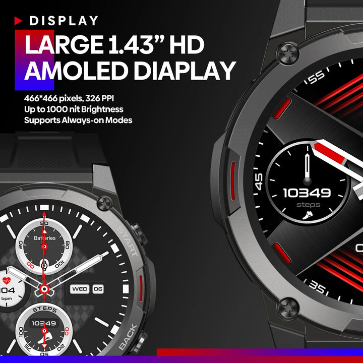 Zeblaze VIBE 7 PRO – 1.43" AMOLED Smartwatch with Call & Health Tracking