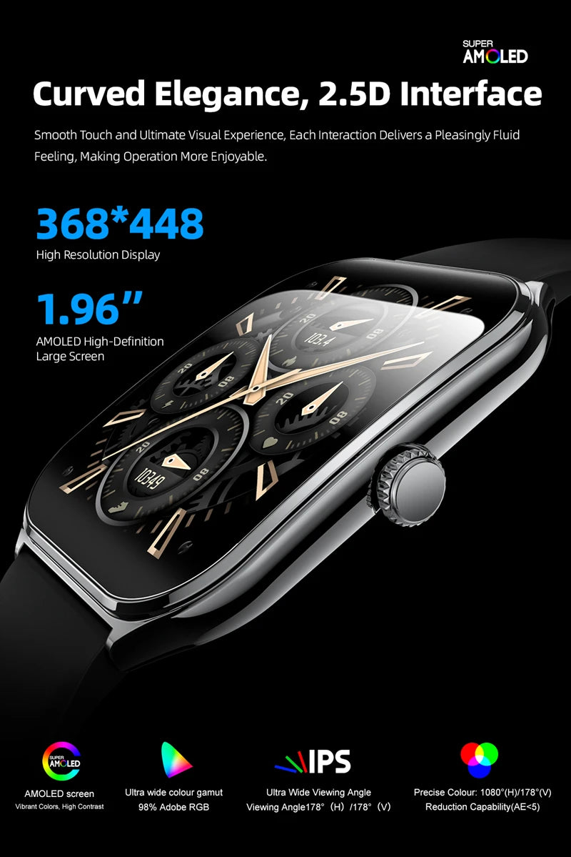 Xiaomi Ultra Thin Smart Watch – 1.96" AMOLED HD Display, Call & Reminder