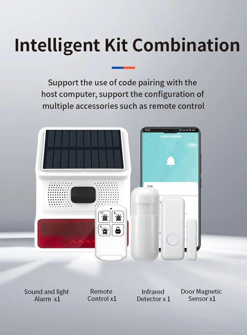 PGST-523 Outdoor Wireless Alarm System – Solar-Powered 433MHz GSM Security with Infrared Sensor & Flashlight