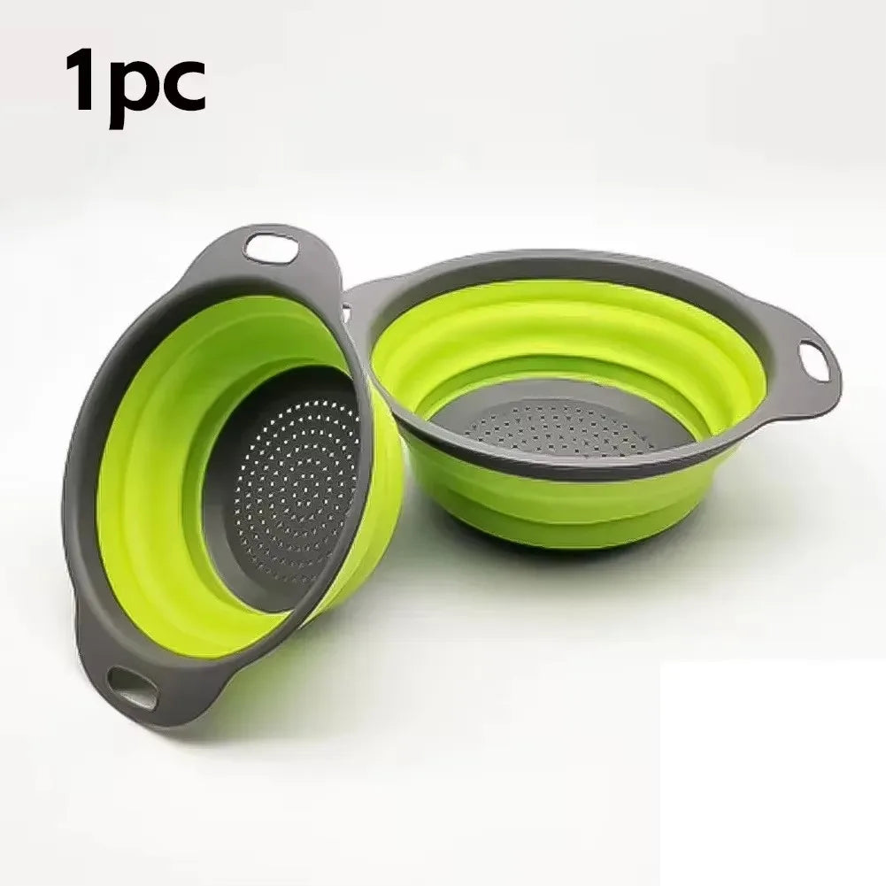 Silicone Folding Drain Basket – Foldable Fruit & Vegetable Washing Basket, Collapsible Kitchen Strainer & Storage Tool