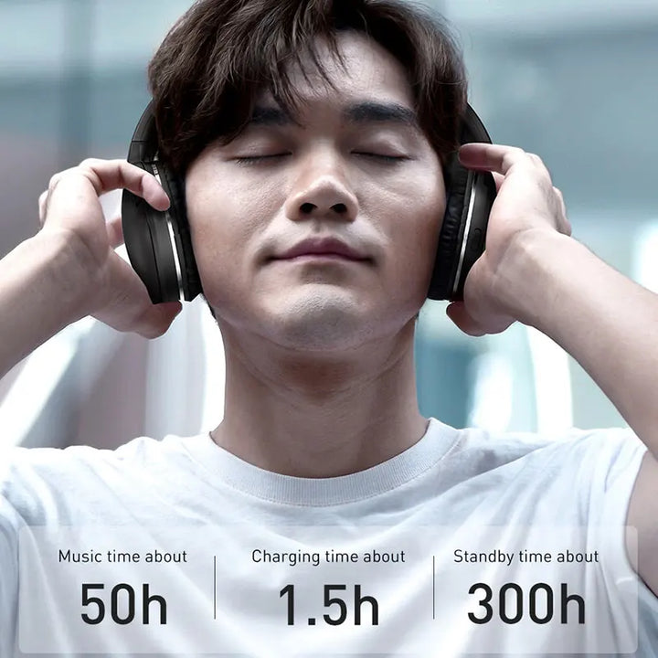 Baseus D02 Pro Wireless Headphones – HiFi Bluetooth Foldable Headset with Audio Cable