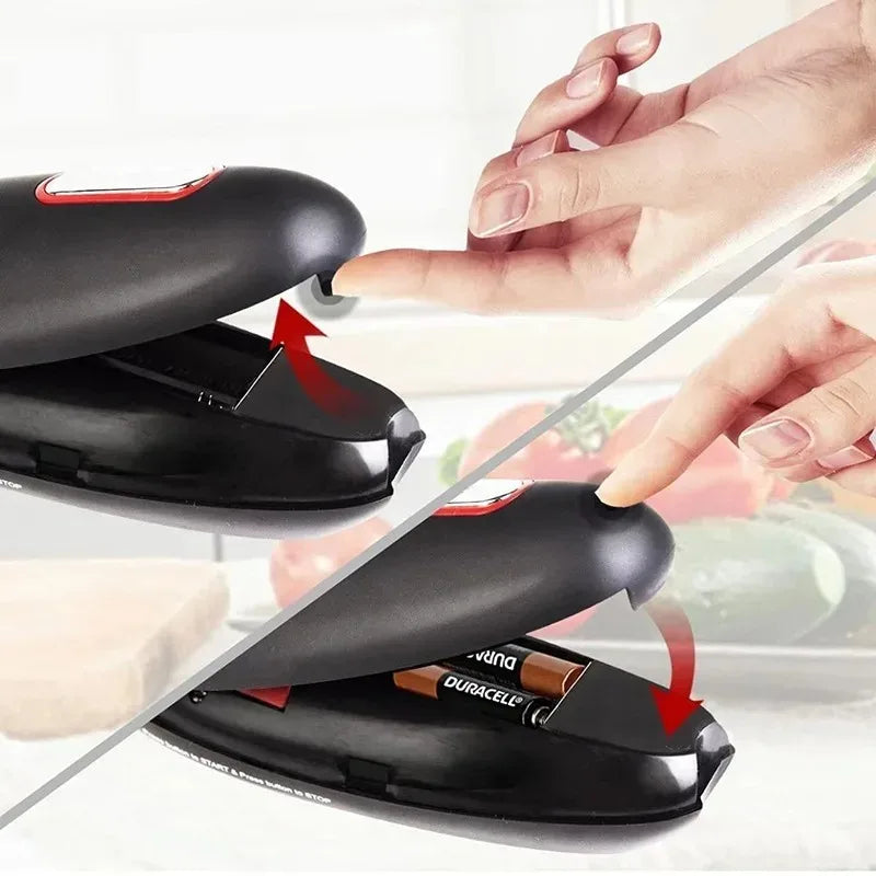 One Touch Electric Can & Jar Opener – Automatic, Portable Kitchen Tool