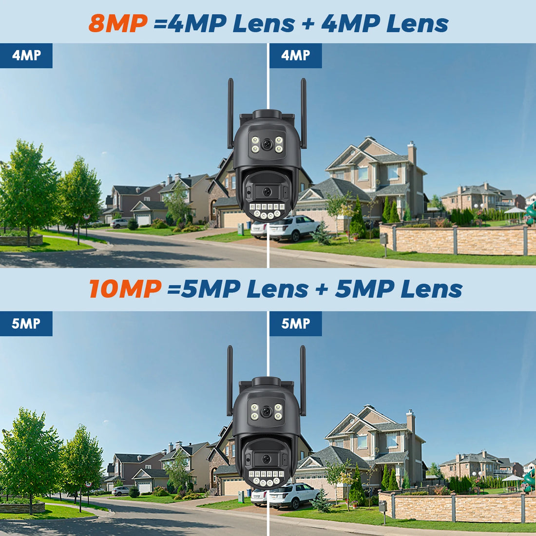 5K Dual-Lens Outdoor PTZ WiFi Camera – 10MP HD AI Tracking CCTV with Audio