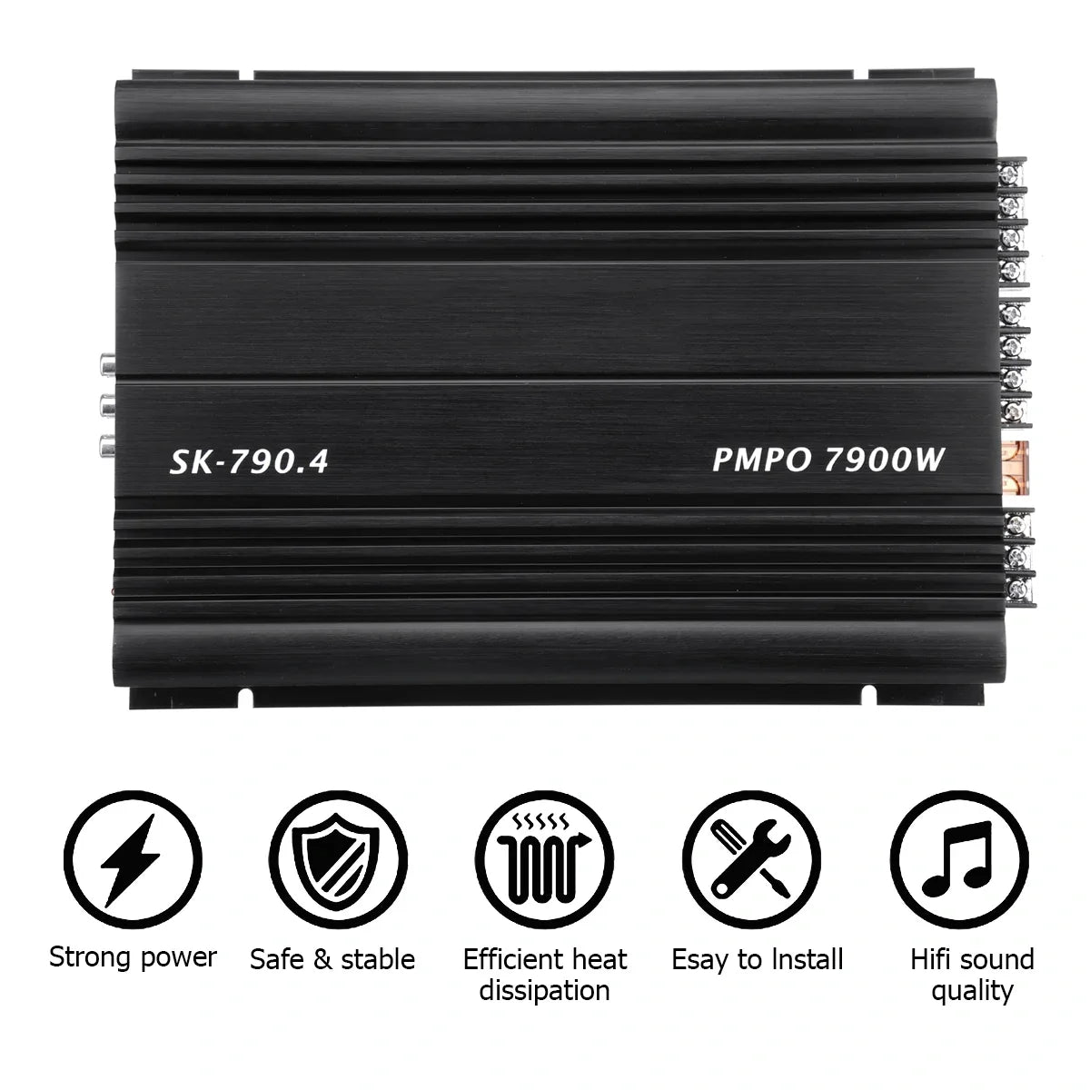 SK-790.4 4-Channel 12V Car Amplifier – Max 7900W Class A/B