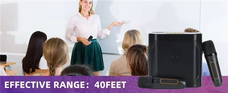 High Power Portable Karaoke Bluetooth Speaker with 2 Mics & 360° Surround