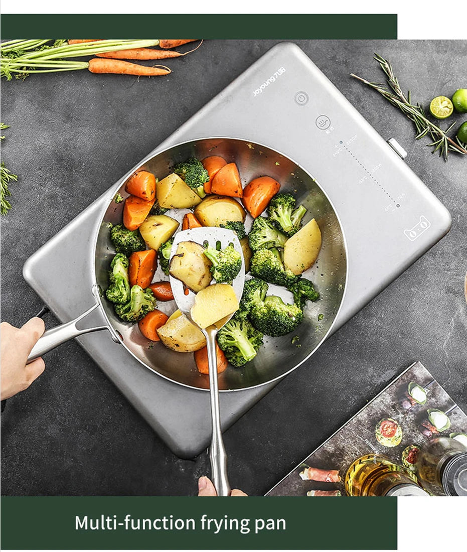 304 Stainless Steel Frying Pan – Uncoated Non-Stick Cookware for Gas & Induction Stoves