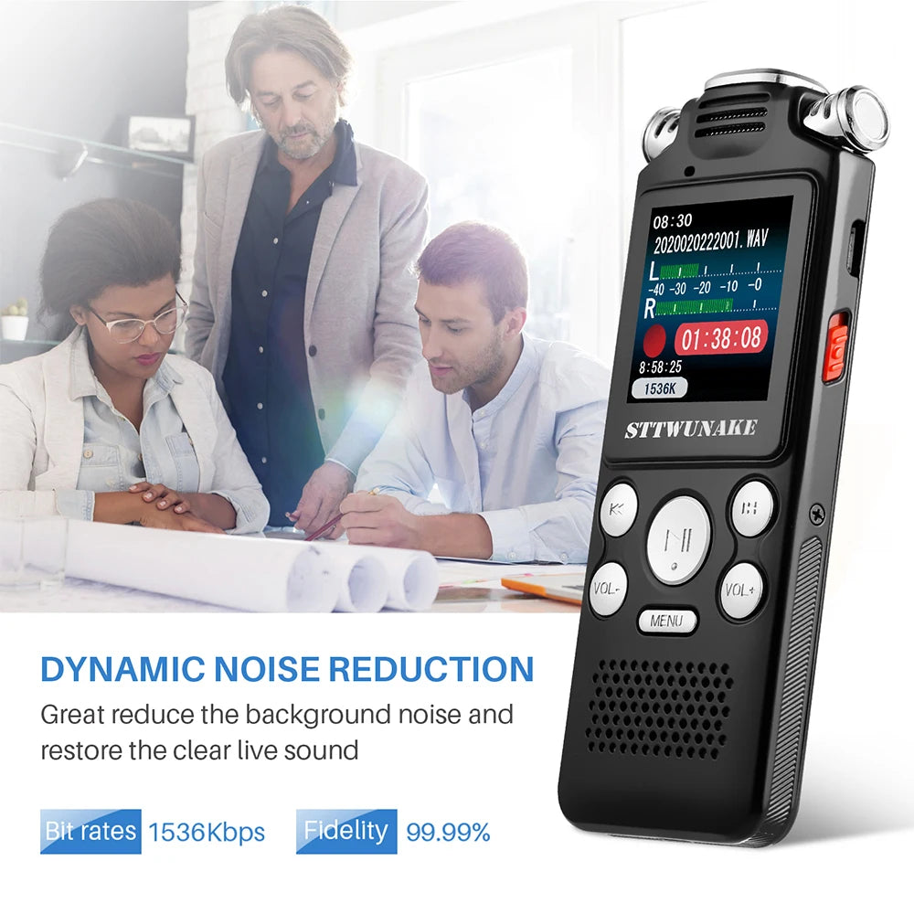 Professional Voice Activated Digital Audio Recorder – 8GB/16GB/32GB, Noise Cancelling & PCM Support
