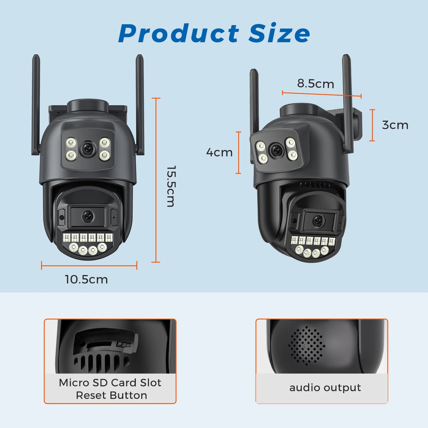 5K Dual-Lens Outdoor PTZ WiFi Camera – 10MP HD AI Tracking CCTV with Audio