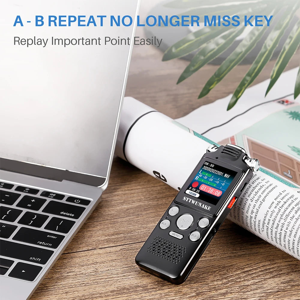 Professional Voice Activated Digital Audio Recorder – 8GB/16GB/32GB, Noise Cancelling & PCM Support
