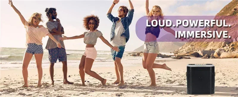 High Power Portable Karaoke Bluetooth Speaker with 2 Mics & 360° Surround