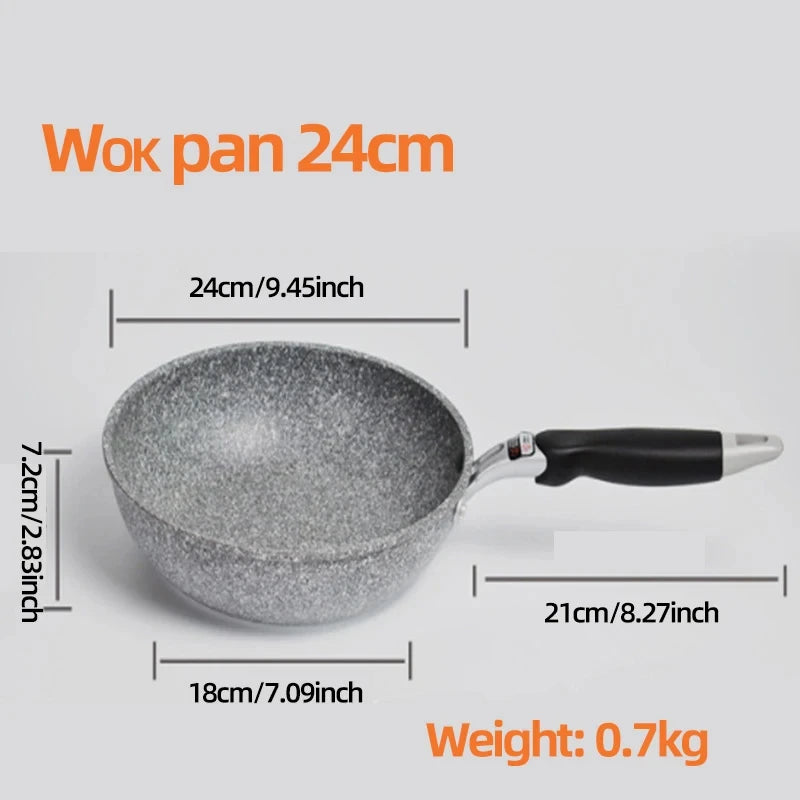 Durable Stone Non-Stick Frying Pan – 20–28cm Skillet for Gas & Induction Cookers