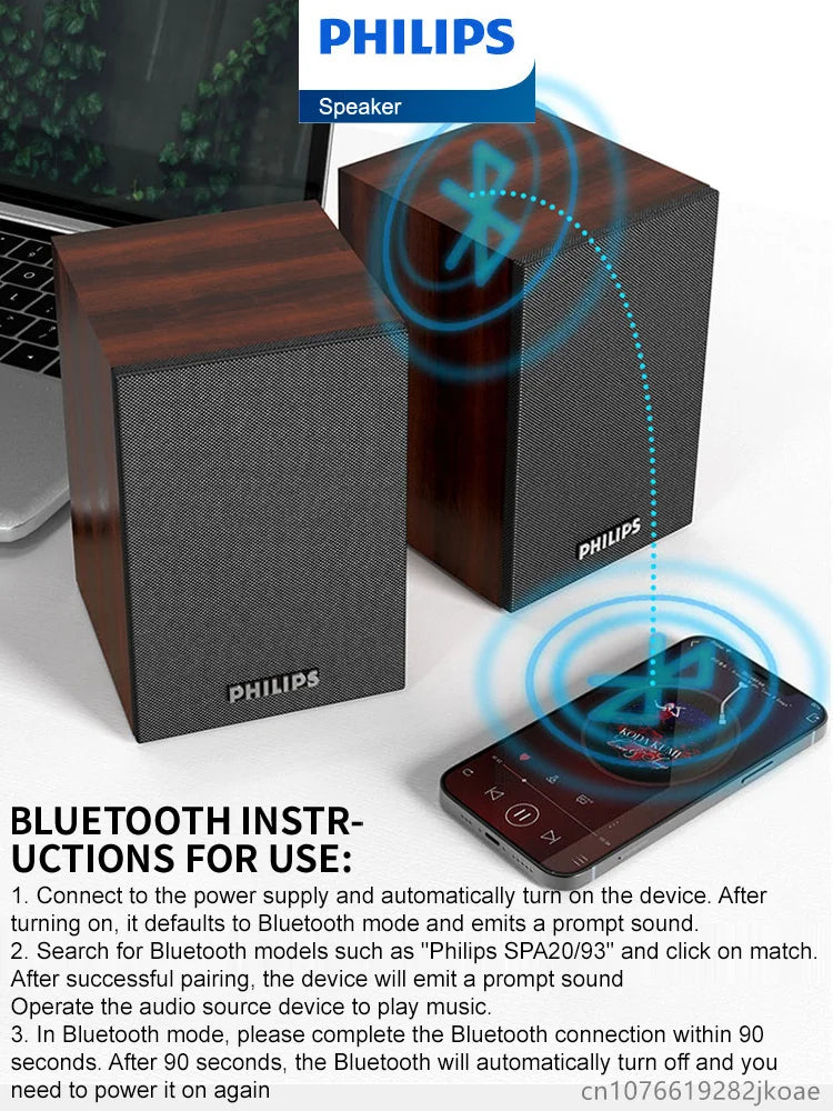 Philips SPA20 Bluetooth Speaker – 360° Stereo Sound for MacBook & PC