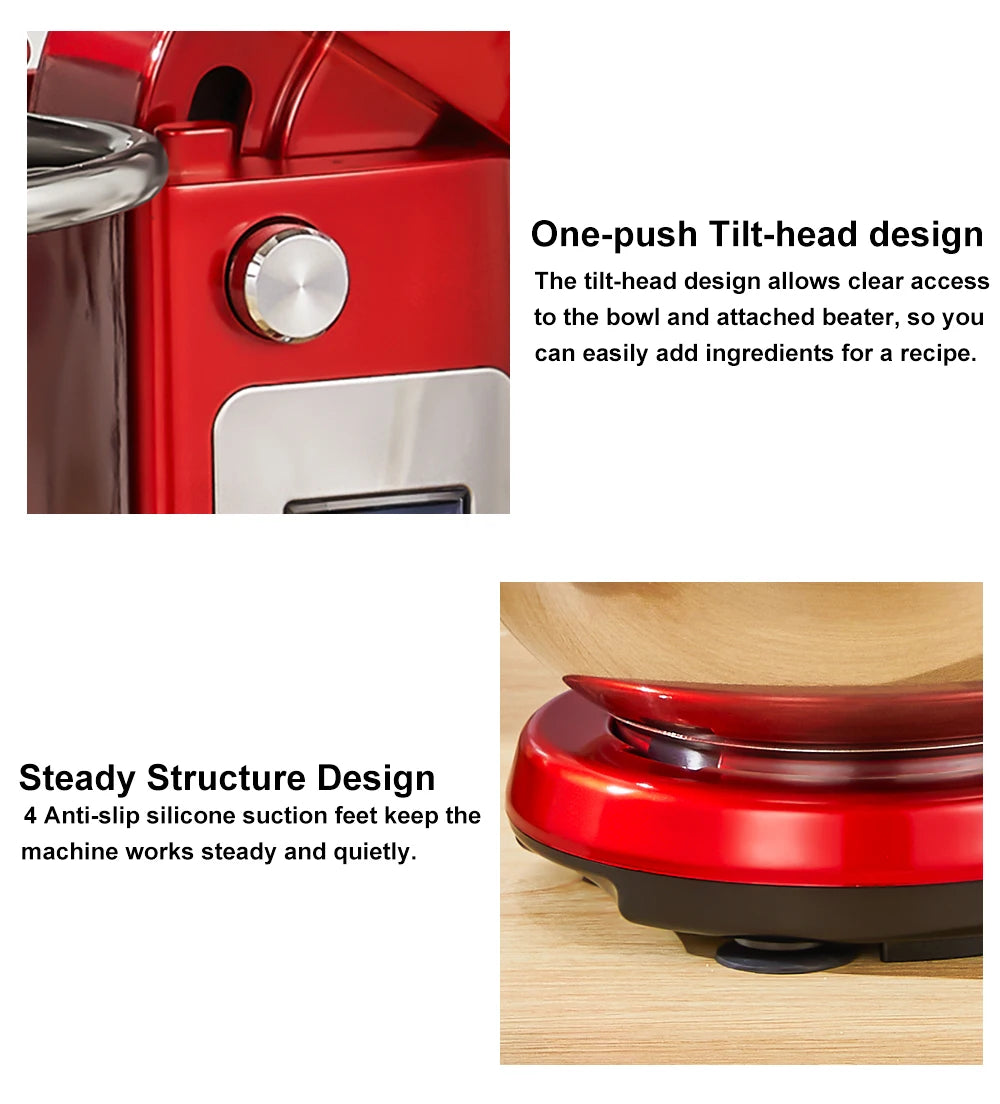 BioloMix 1200W Stand Mixer – 6L Bowl, 6-Speed, Dough & Whisk Attachments