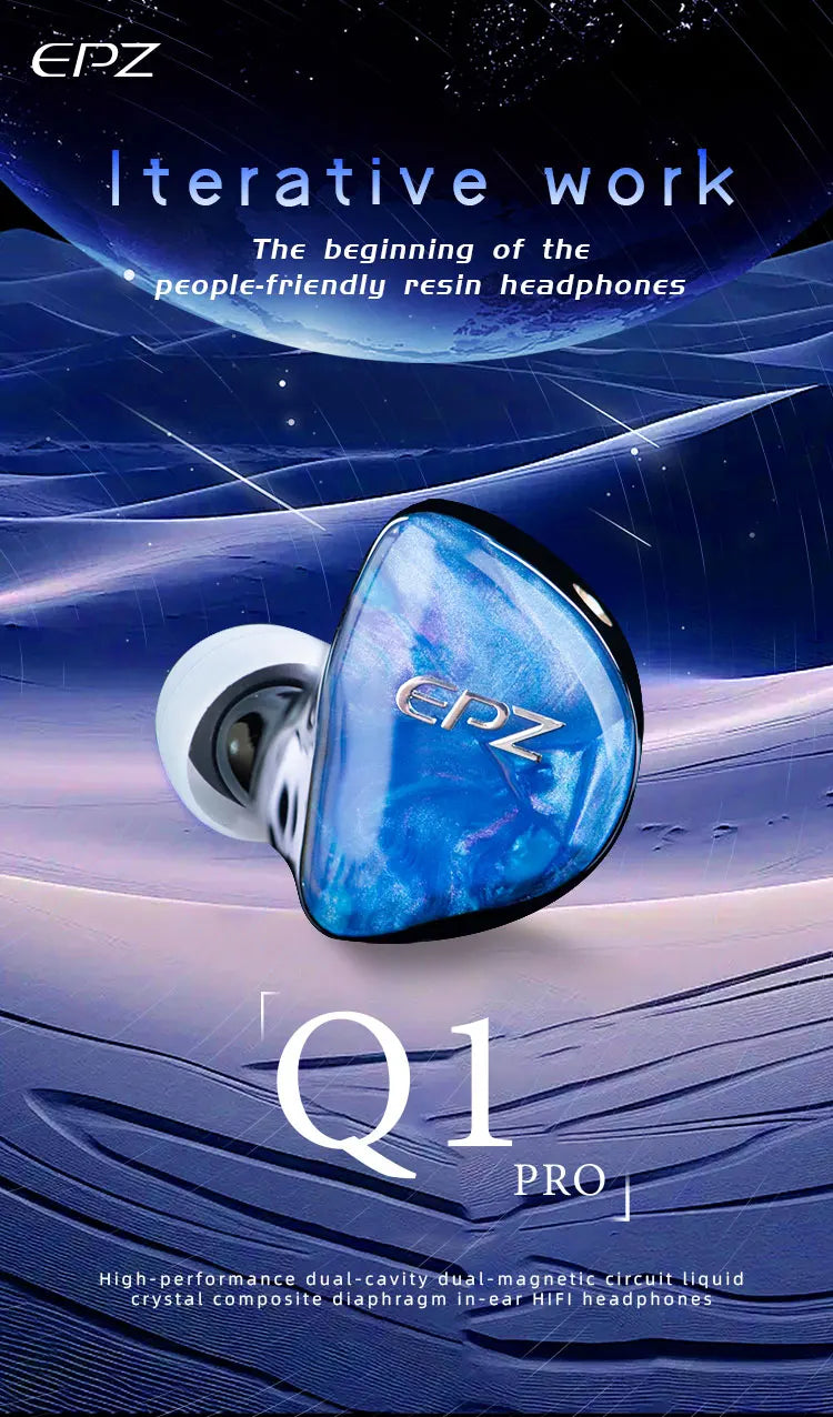 EPZ Q1 Pro Wired Earphones – HiFi Bass IEM with MIC & Detachable Type-C Cable