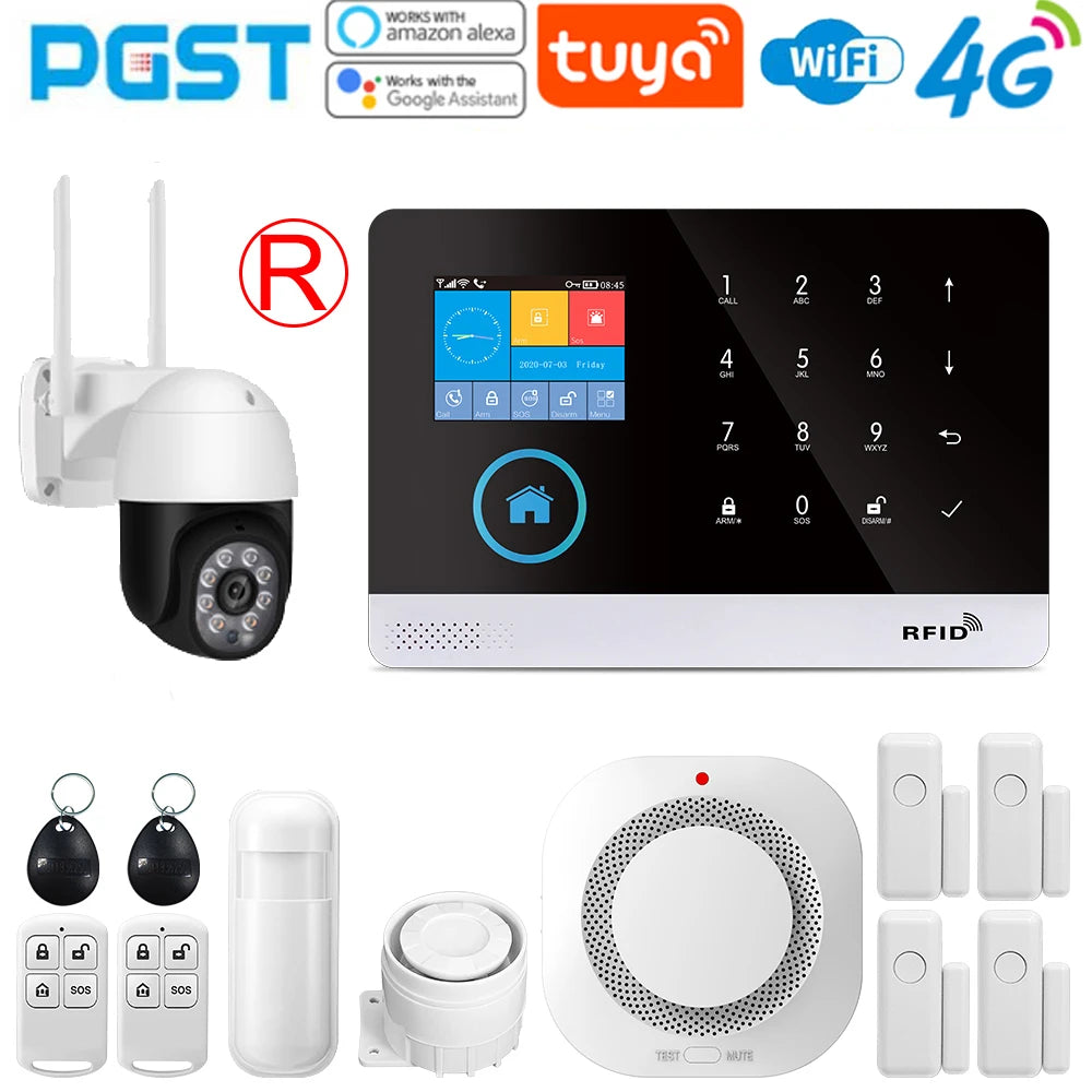 PGST-103 Smart Alarm System – 4G/WiFi Wireless Home Security with Smart Life App Control