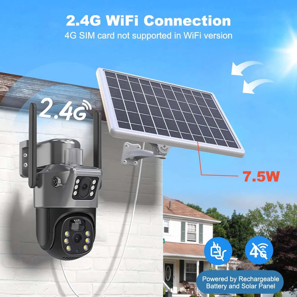 8MP 4K WiFi Solar Camera – Outdoor Wireless CCTV with Dual Lens & PTZ