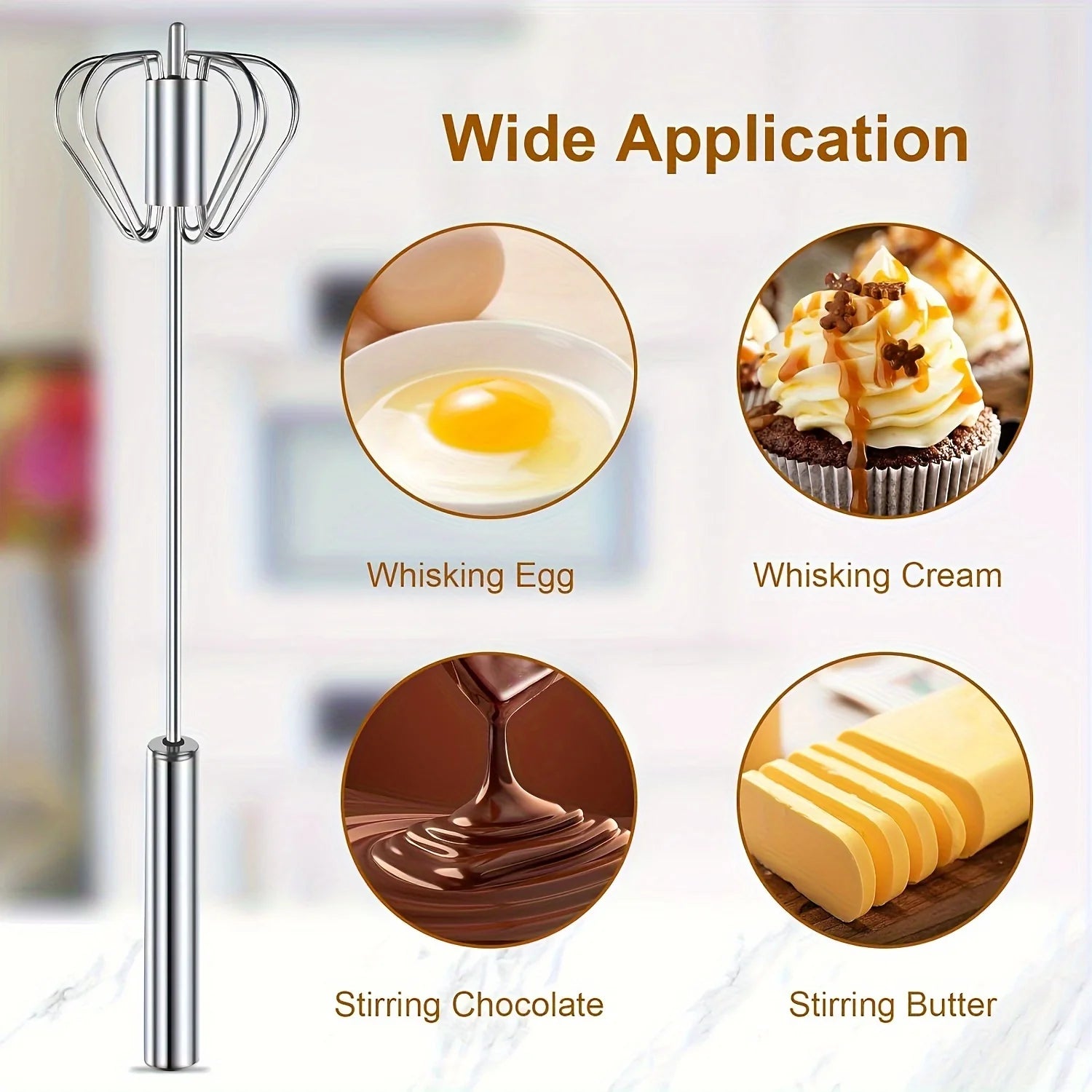Stainless Steel Egg Beater – Durable Semi-Automatic Mixer for Effortless Egg, Cream Mixing & Beating