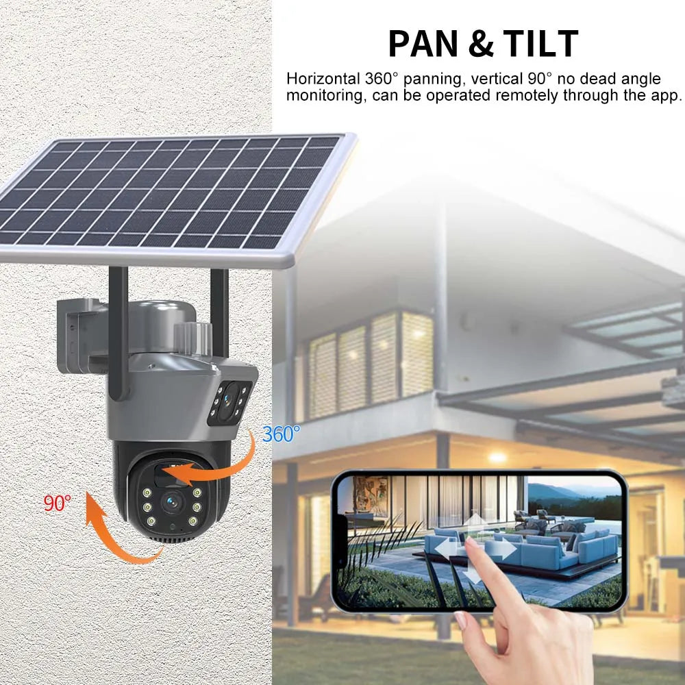 8MP 4K WiFi Solar Camera – Outdoor Wireless CCTV with Dual Lens & PTZ