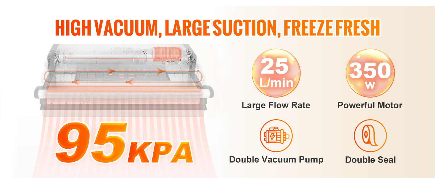 VEVOR Commercial Vacuum Sealer Machine Multifunction Automatic Food Packaging with Bag Roll Storage Cutter for Home Kitchen Use