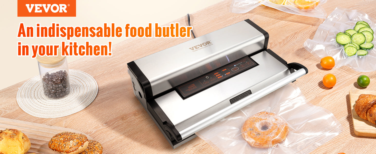VEVOR Commercial Vacuum Sealer Machine Multifunction Automatic Food Packaging with Bag Roll Storage Cutter for Home Kitchen Use